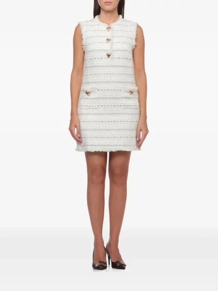 Bouclé rochie mini Self-portrait cu motiv cu inimi alb