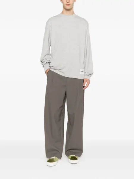 Tricou Jil Sander cu decolteu rotund lung gri