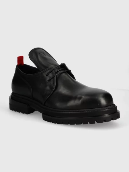 Pantofi de piele Derby barbati negru