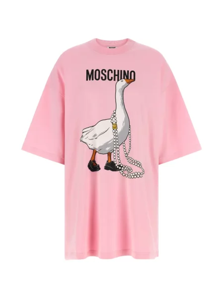 Rochie tip cămașă Moschino cu imagine de costum roz