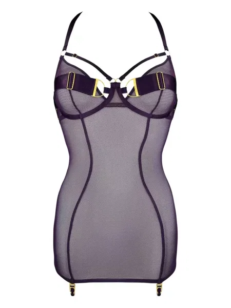 Sukienka Bordelle z siateczką garniturowa fioletowa