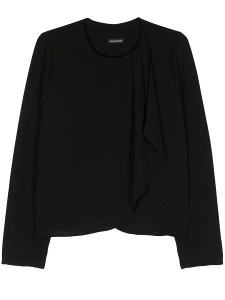 Яке Emporio Armani от креп с прехлупване черно