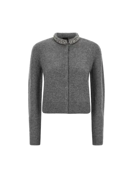PINKO Svetr PINKO COLONIA CARDIGAN BLEND WOOL EMBRO Maglieria' šedá