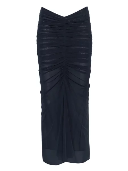 Spódnica midi Mugler z siateczką do kolan niebieska