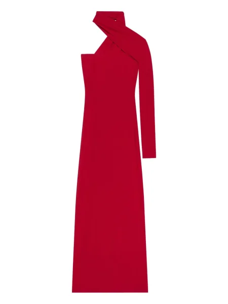 Sukienka midi Courreges do kolan na jednym ramieniu garniturowa czerwona