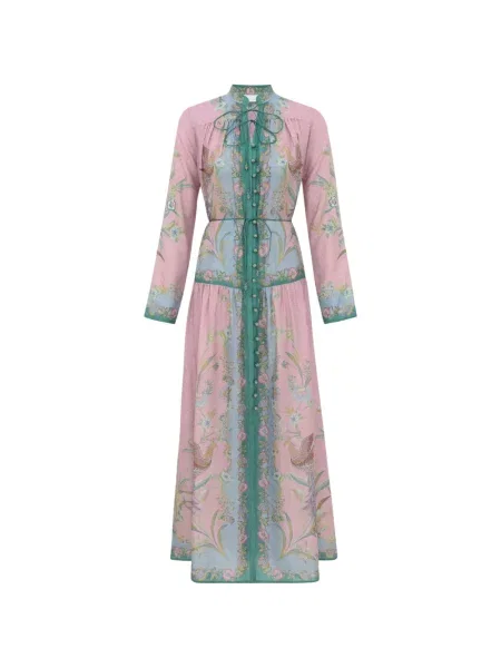 Rochie maxi Zimmermann de mătase cu model floral cu imagine roz