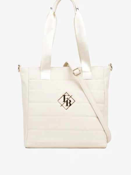 Torebka Typu Shopper z Crossbody i Aplikacją Zdobiona Pikowaniem Fleomira biała