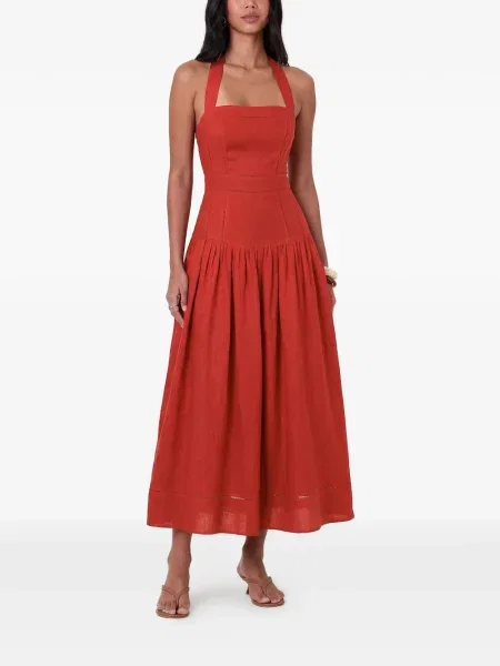 Rochie maxi Nicholas cu gât halter roșu