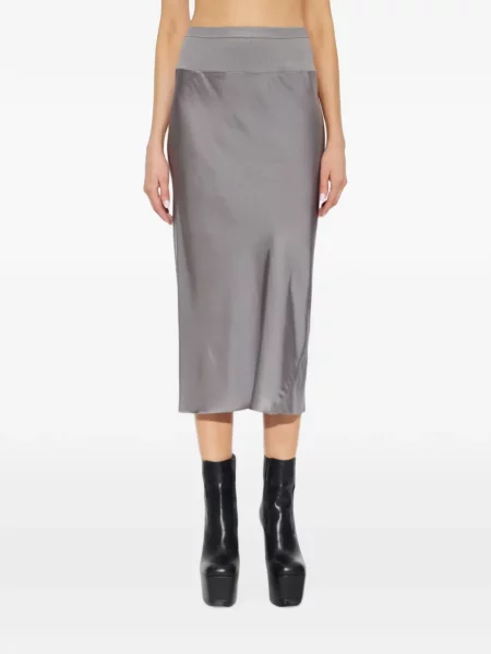 Fustă midi Rick Owens din satin gri