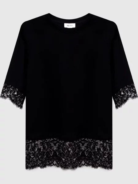 Кружевная футболка Alexander Mcqueen черная