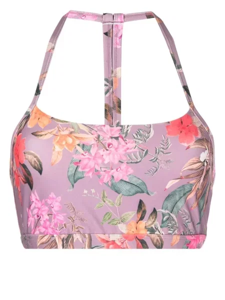 Biustonosz Beyond Yoga w kwiatki z nadrukiem z dekoltem halter