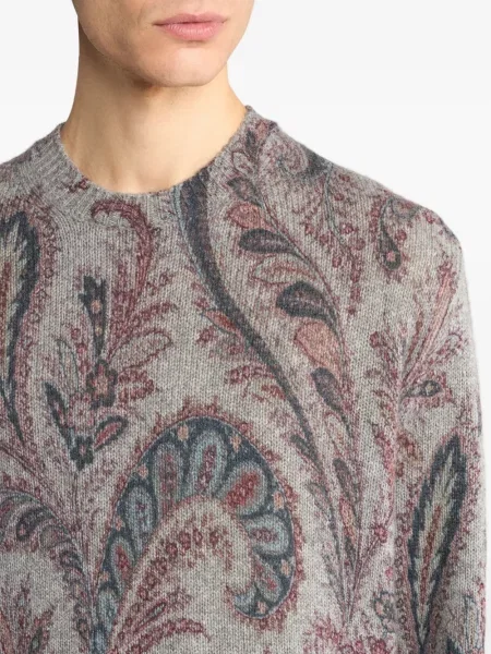 Pulover Etro cu model paisley din jacard gri