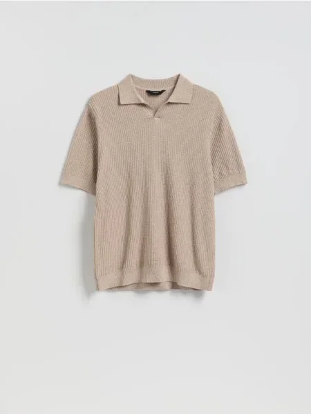 Reserved Pulover polo din structurat bej