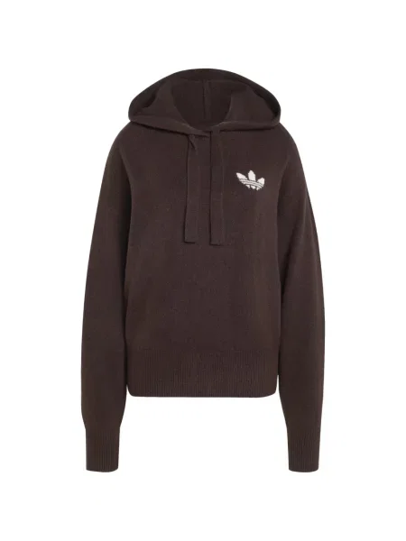 Kötött kapucnis melegítő felső Adidas barna
