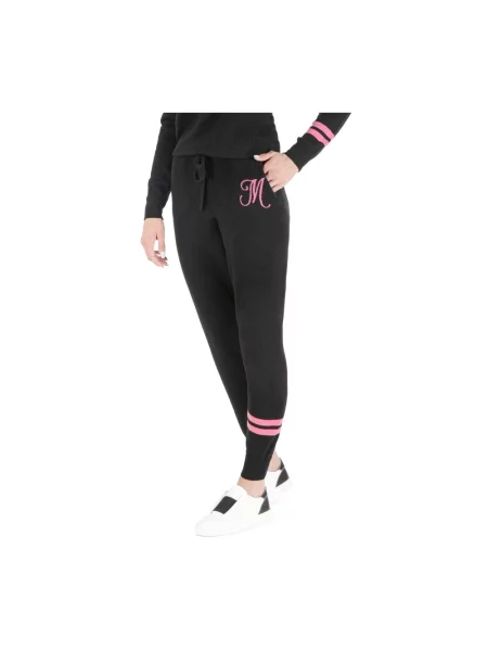 Haftowane joggery Dee Ocleppo z kaszmiru czarne