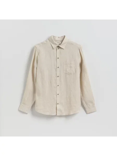 Reserved Lněná košile regular fit béžová