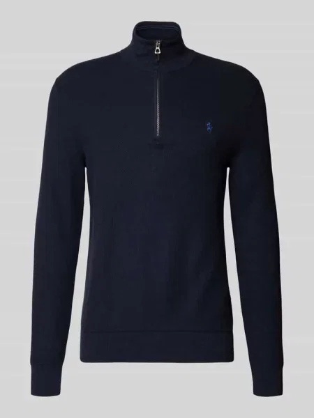 Polo Ralph Lauren sweter COTTON lekki z półgolfem granatowy