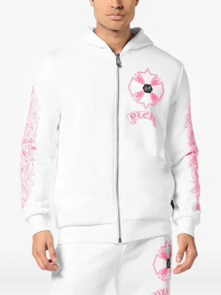 Hanorac cu glugă Philipp Plein alb