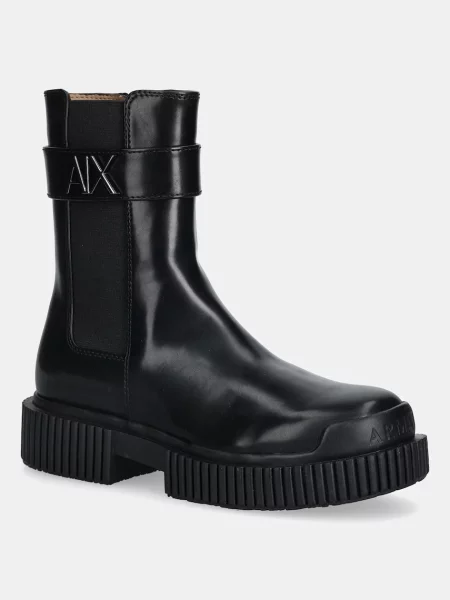 Боти челси Armani Exchange с равна подметка черно