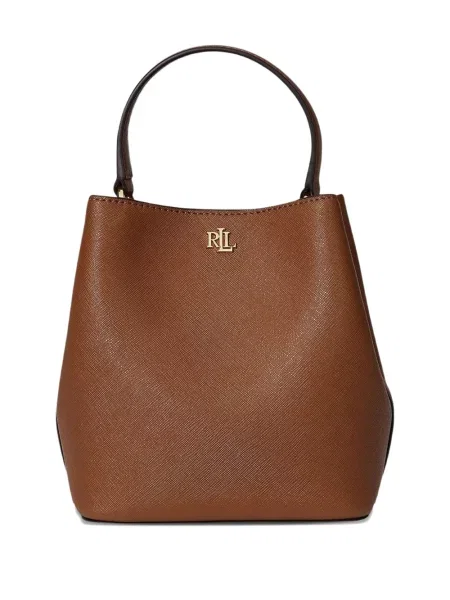 Malá bucket kabelka Lauren Ralph Lauren s autogramem hnědá