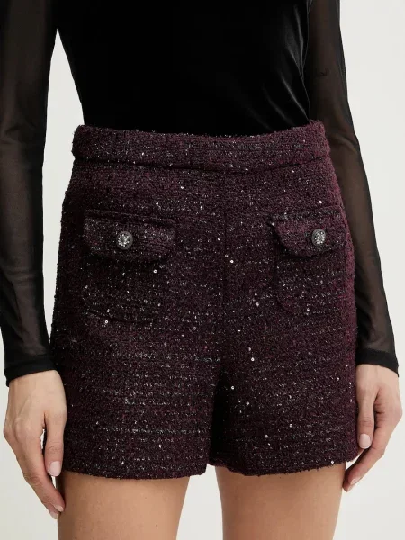 Morgan pantaloni scurți cu imprimeu high waist SHIKAVA bordo