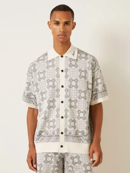 Amiri Pletená Košile Comfort Fit krémová / tmavě šedá