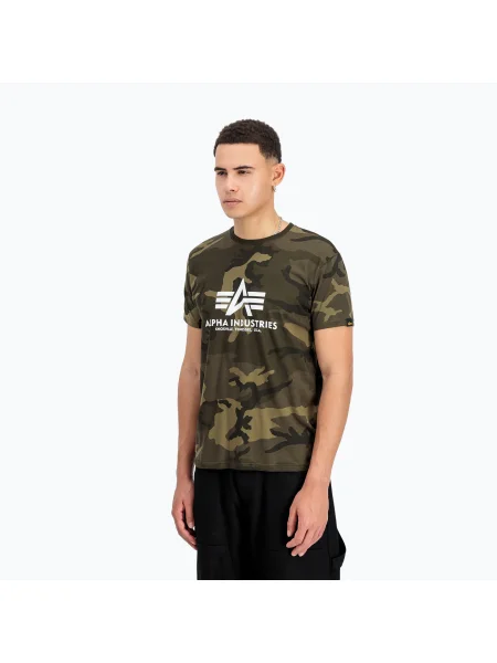 Alpha Industries Basic Camo маслинова камуфлажна поло риза за мъже зелено