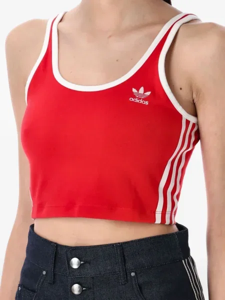 Decupat top Adidas cu dungi roșu