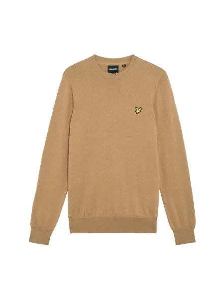 Sweter Lyle & Scott z wełny merino z okrągłym dekoltem beżowy