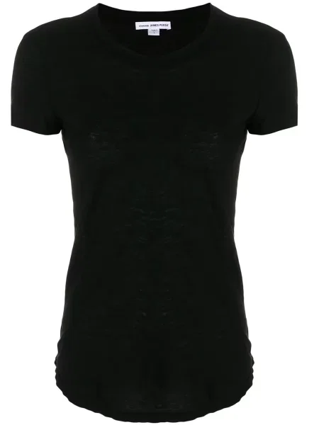 Tricou James Perse transparente cu decolteu în U negru