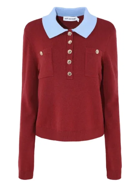 Dzianinowe polo Self-portrait czerwone