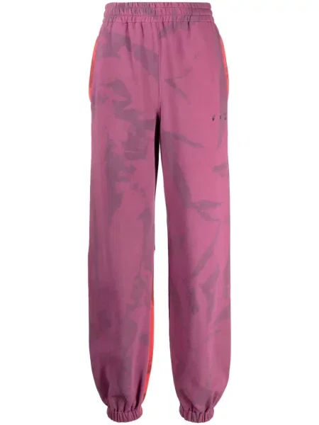 Pantaloni Off-white cu imagine cu imprimeu abstract alergare alb