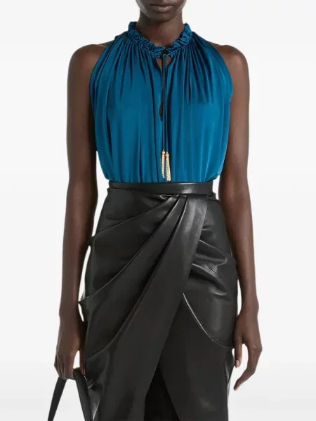 Top Balmain din jerseu albastru