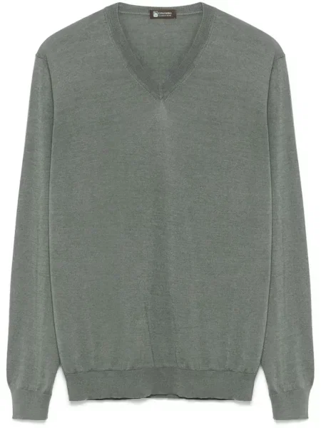 Sweter Colombo z dekoltem w serek zielony