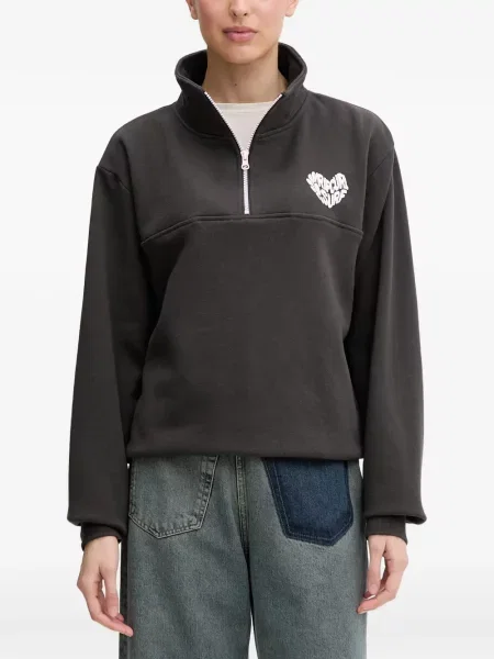 Hanorac cu fermoar Rip Curl cu imagine cu motiv cu inimi negru