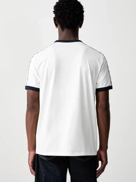 T-shirt FRED PERRY Taped Ringer T-shirt Snow White L biała