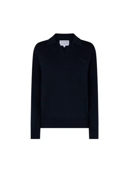 Sweter Mc2 Saint Barth wełniany z dekoltem w serek niebieski