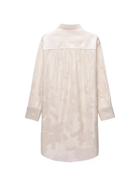 Rochie tip cămașă Shanghai Tang din jacard roz
