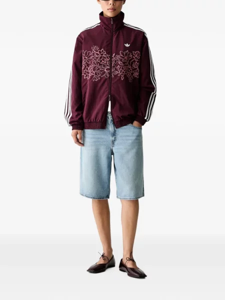 Hanorac cu fermoar Adidas cu model floral maro