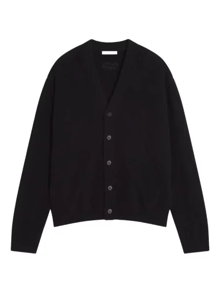 Vlněný dlouhý kardigan Maison Kitsuné černý