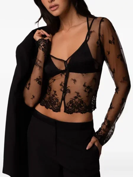 Top Kiki De Montparnasse din dantelă negru