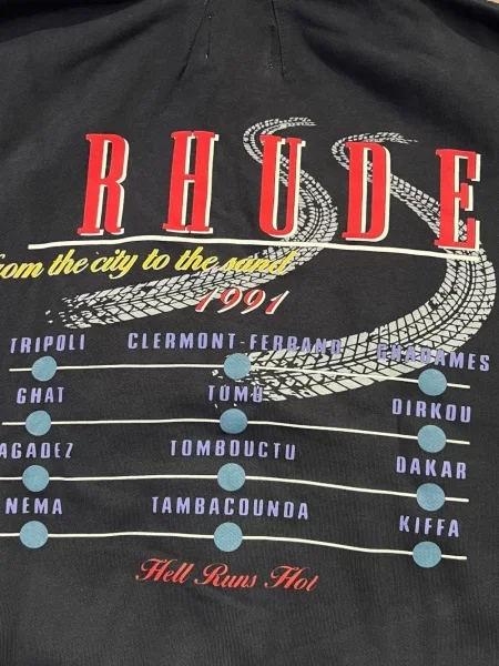 Hanorac cu glugă Rhude cu imagine negru