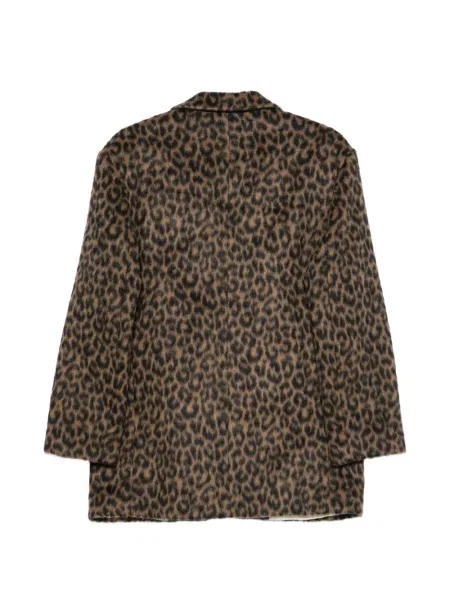 Palton Alysi cu imagine cu model leopard cu rever maro