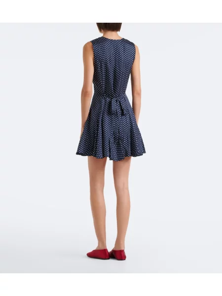 Rochie Dôen de mătase cu buline albastru