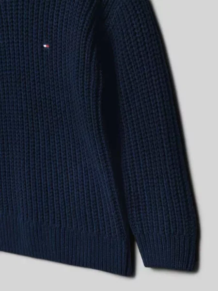 Sweter z dzianiny kroju regular fit z mieszanki bawełny Tommy Hilfiger granatowy