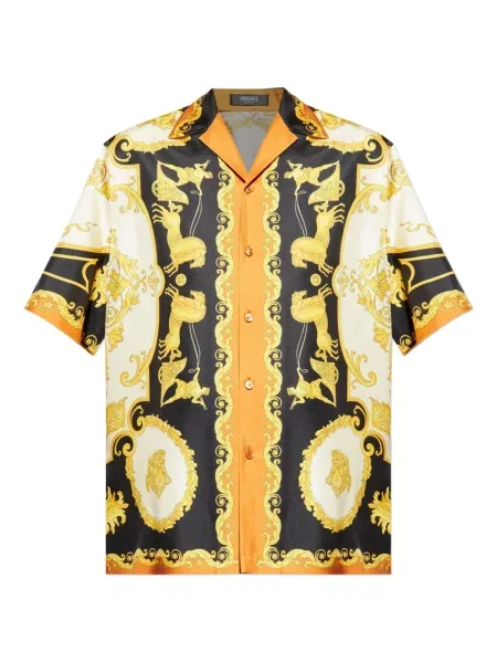 Cămașă Versace de mătase negru