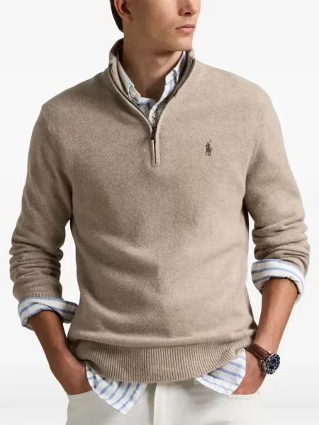 Tricou polo Polo Ralph Lauren cu glugă cu blană cu broderie roșu