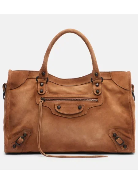 Geantă shopper Balenciaga din piele de căprioară bej