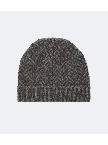 Căciulă Gabriela Hearst din cașmir cu model herringbone gri