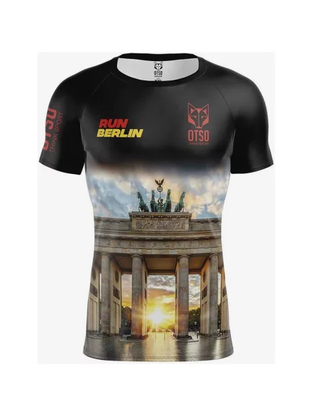 Koszulka z krótkim rękawem Otso Run Berlin w kolorze czarno-żółto-pomarańczowym S czarna